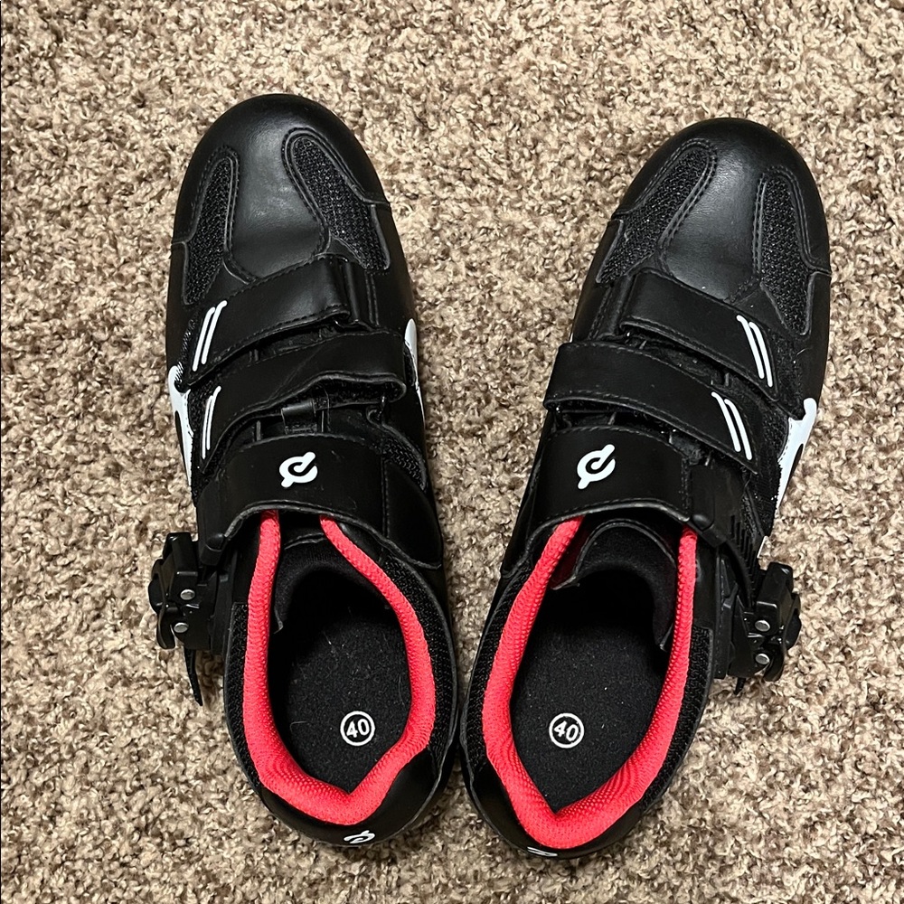 Peloton Black and Red Athletic Shoes